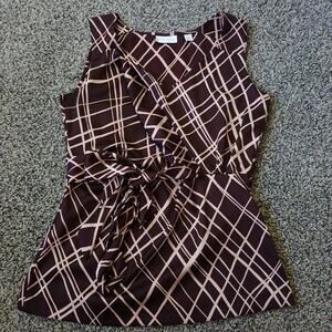 New York Company Vintage Y2K Earth Tone Stretch Belted Top Sleeveless Blouse XS